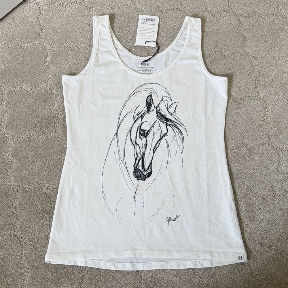 NWT Kerrits EQL White Tank Top with Horse Design